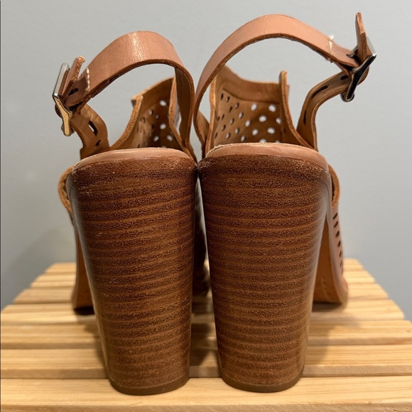 Rag & Bone Perforated Leather Slingback Booties Tan Block Heel Sandals US 8 - Picture 5 of 16